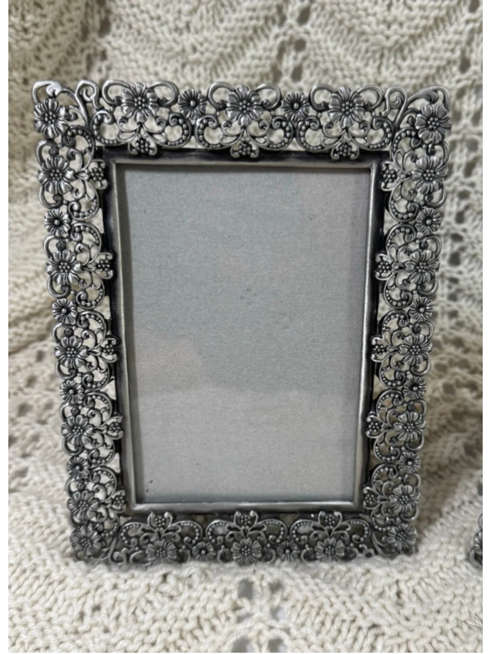 Set of 2 Ornate Pewter Filigree Picture Frames 4x6 & 5x7 Daisy Sunflower